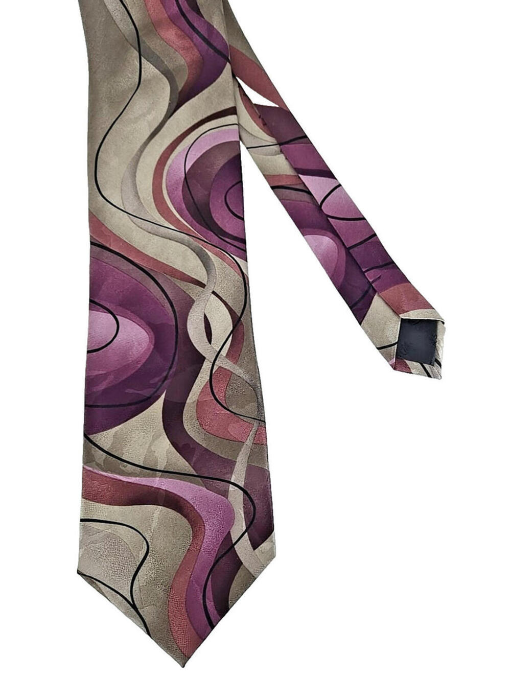 J Garcia Neck Tie Silk Pyramids Ltd Ed Coll 44 2007 DRUG POCKET Browns Purples